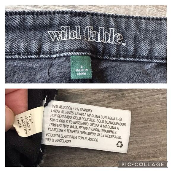 Wild Fable Faded Black Distressed Knee Raw Edge Skinny Jeans Sz 6 - Picture 5 of 16